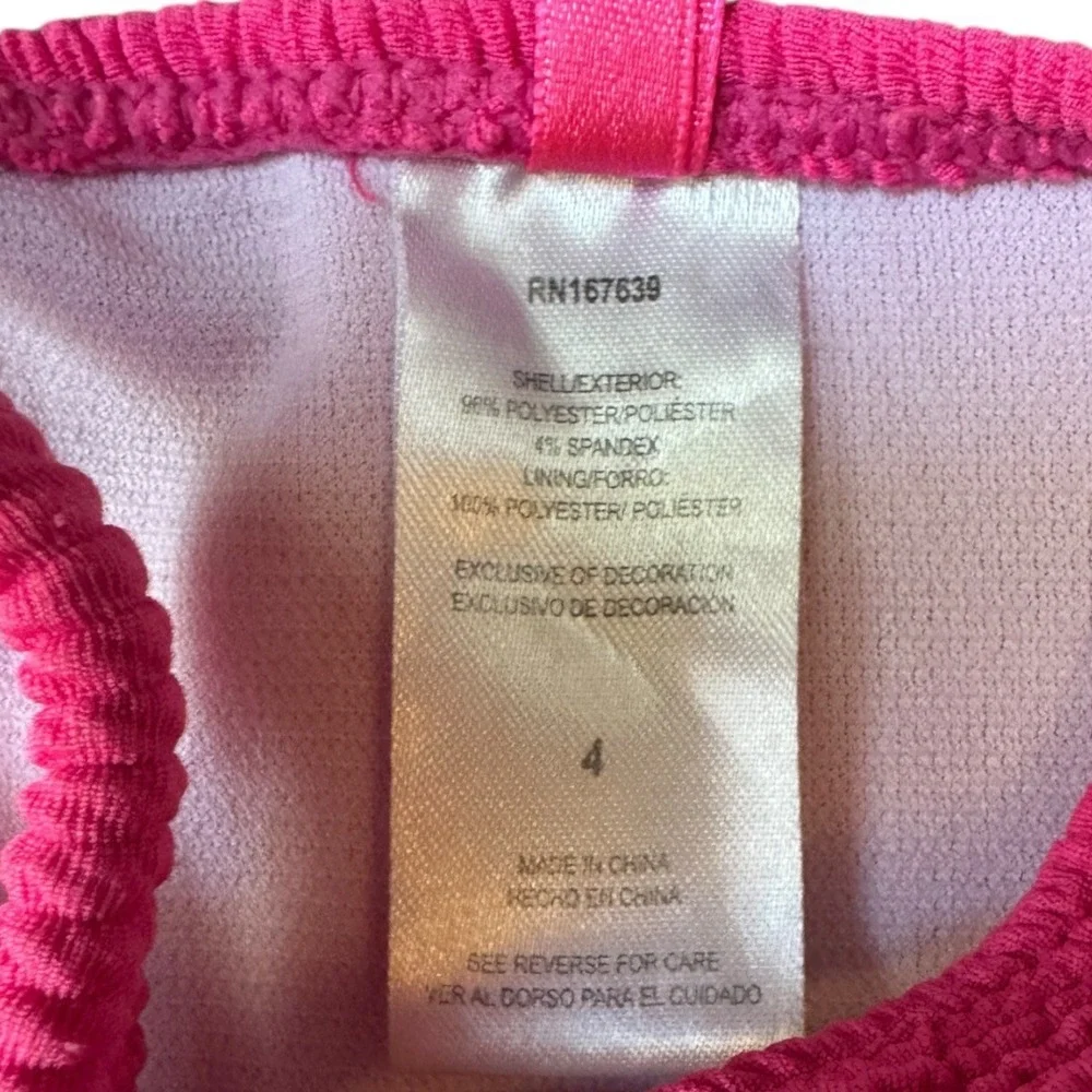 Betsey Johnson Girls Pink Textured Floral One Piece Swimsuit Size 4‎